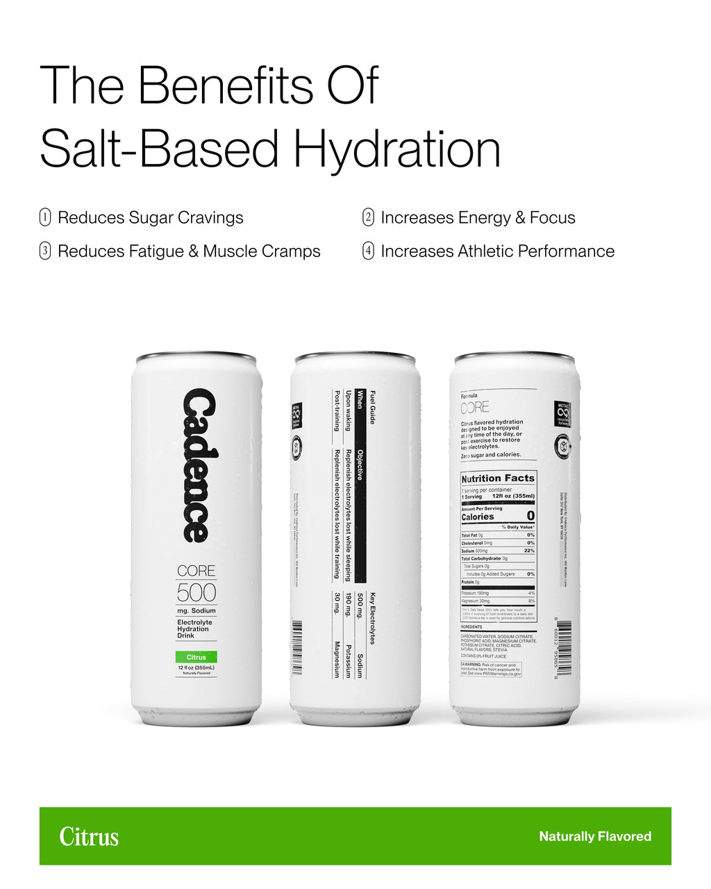 Cadence Core Hydration Drink - Citrus 355ml