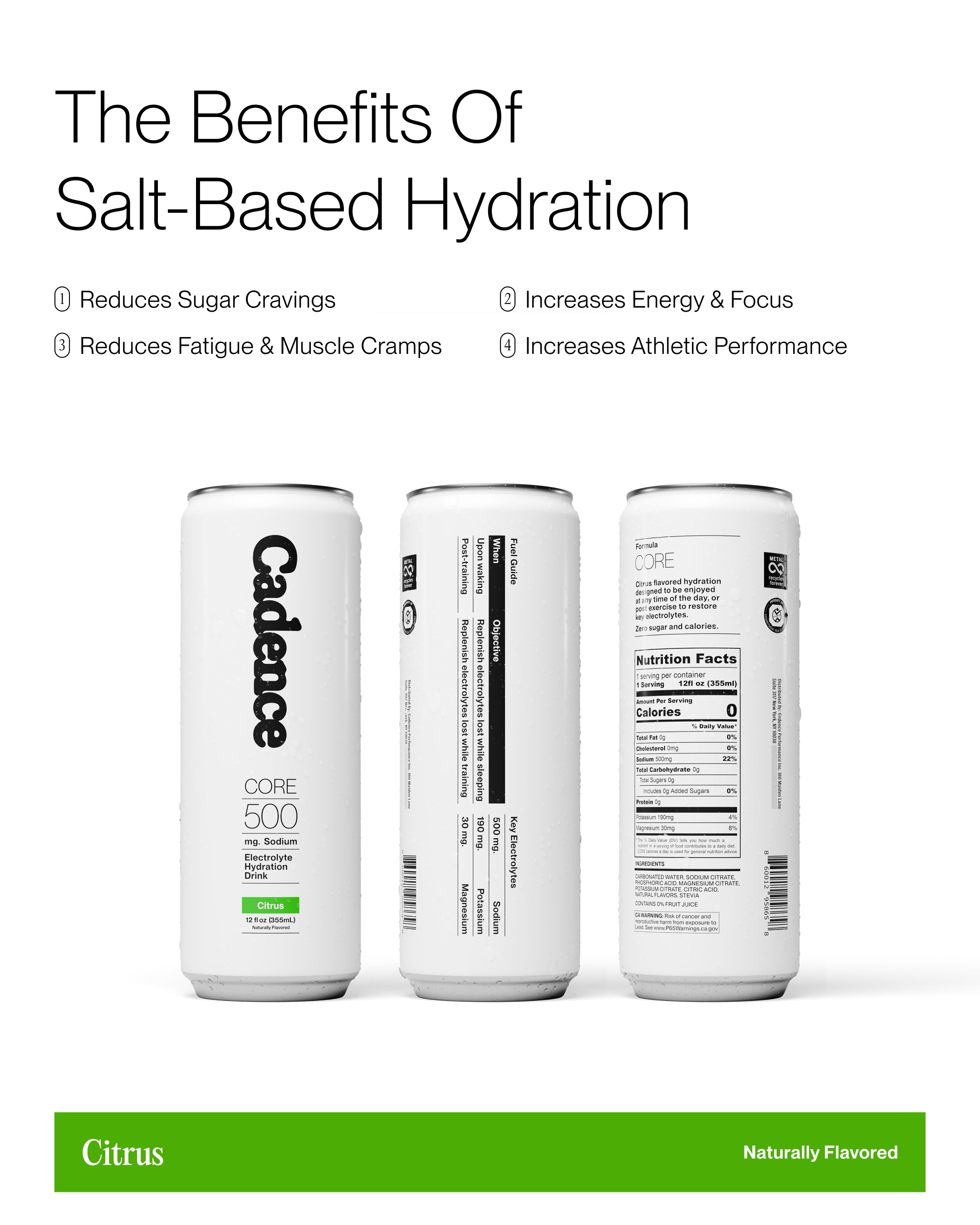 Cadence Core Hydration Drink - Citrus 355ml