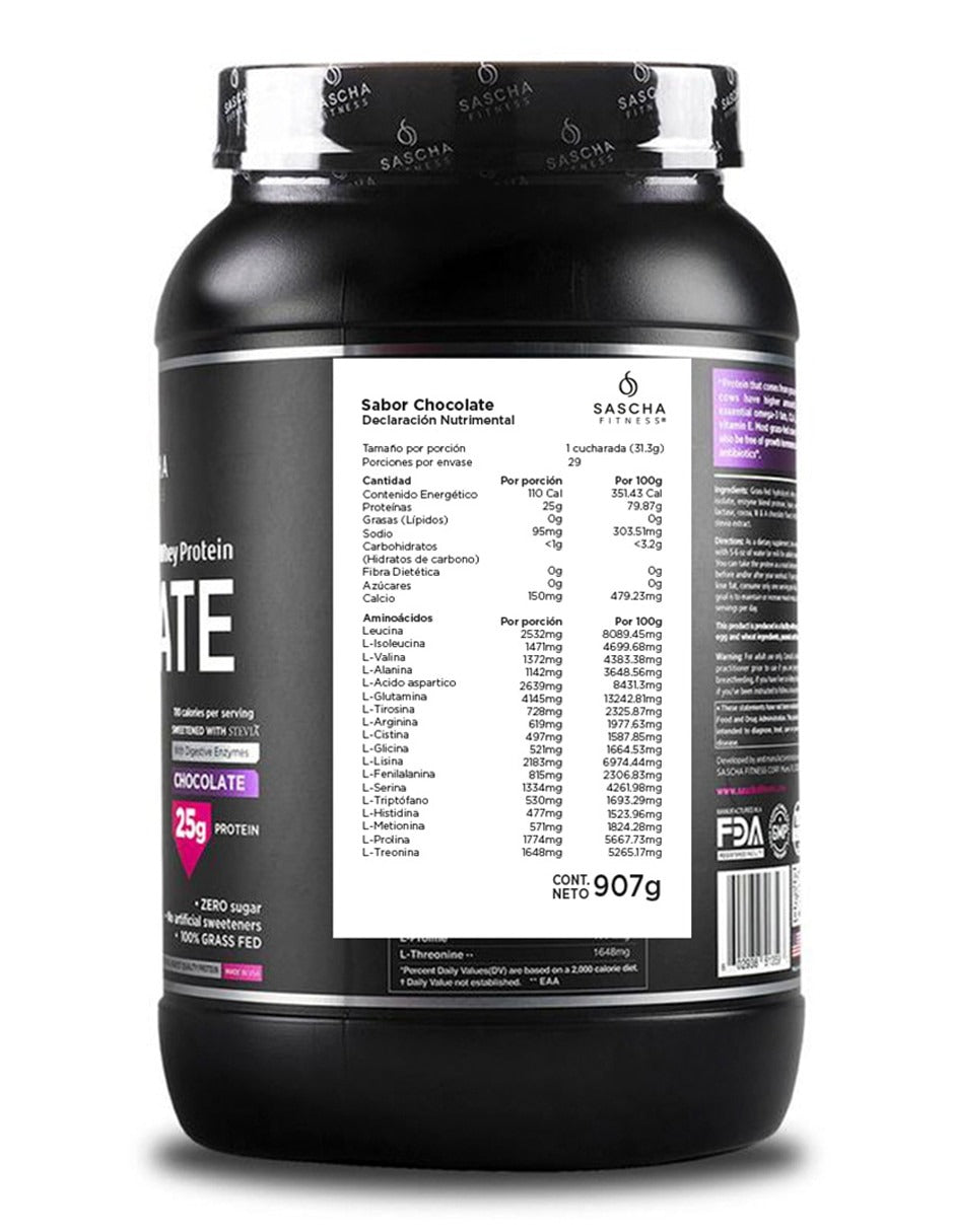 Proteína Sascha Fitness Chocolate 907 gr